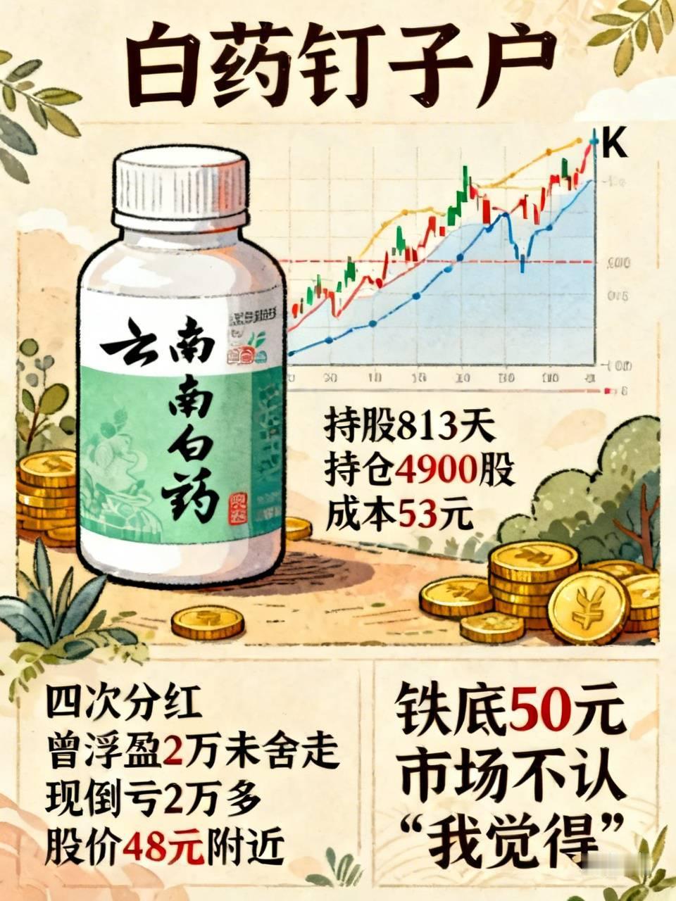 持股813天，持仓4900股，成本53元，这笔云南白药的投资，硬生生把一位老股民