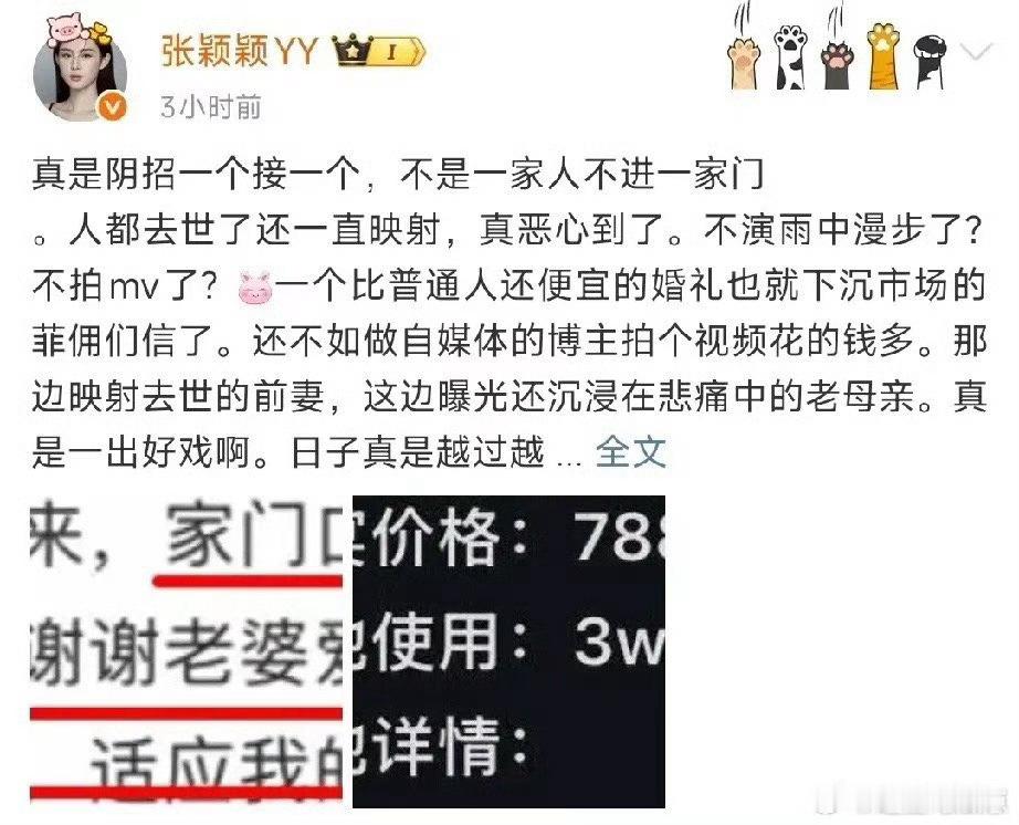 张颖颖，又忍不住了张颖颖发文炮轰汪小菲，说他办的婚礼廉价，一边映射去世的前妻，一