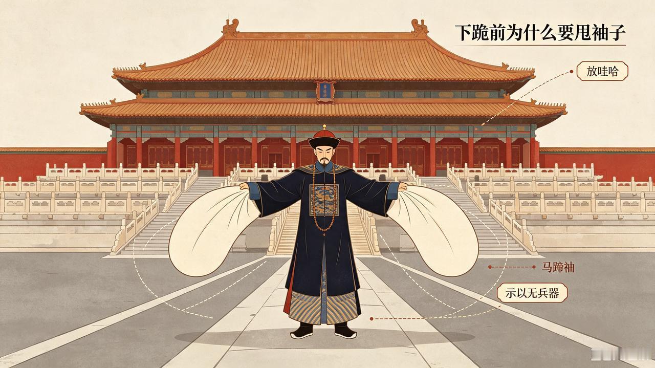 清朝的电视剧里，为什么大臣下跪以前会浑身拍一下再下跪呢？看和清朝有关的电视总