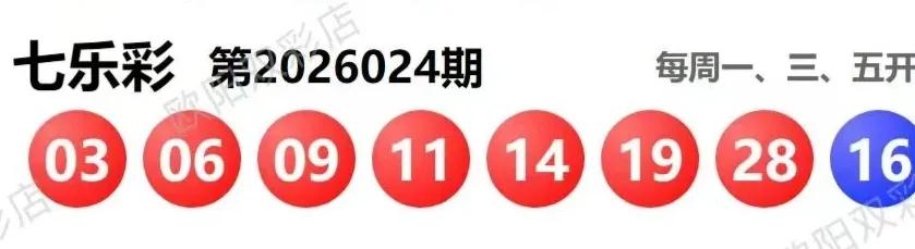 七乐彩26024期和023期开奖数据，有号开出