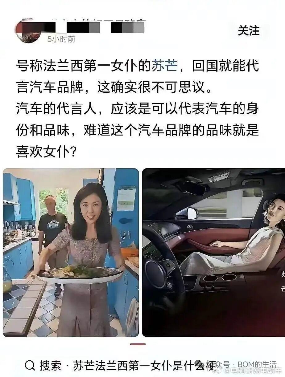 法兰西第一女仆苏芒代言广汽启境汽车，这代言人找的真是没谁了。启境品牌前景堪忧。苏