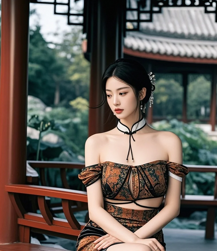 古亭映倩影，佳人举止显威仪，这古典美貌能否镇住你心魂？