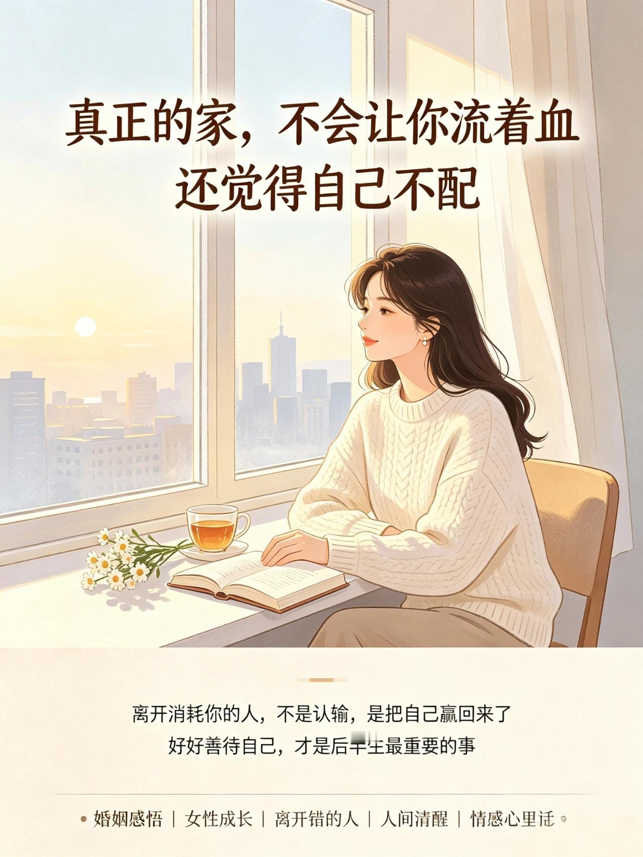 真正的家，不会让你流着血还觉得自己不配人这一辈子，最怕在一段关系里耗到自我