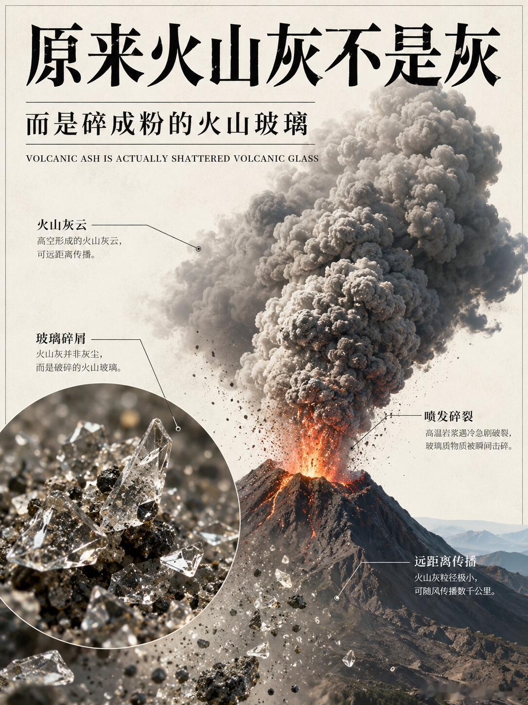 原来火山灰不是灰｜而是玻璃粉，很多人一听“火山灰”，会以为它像柴火烧完剩下的灰。