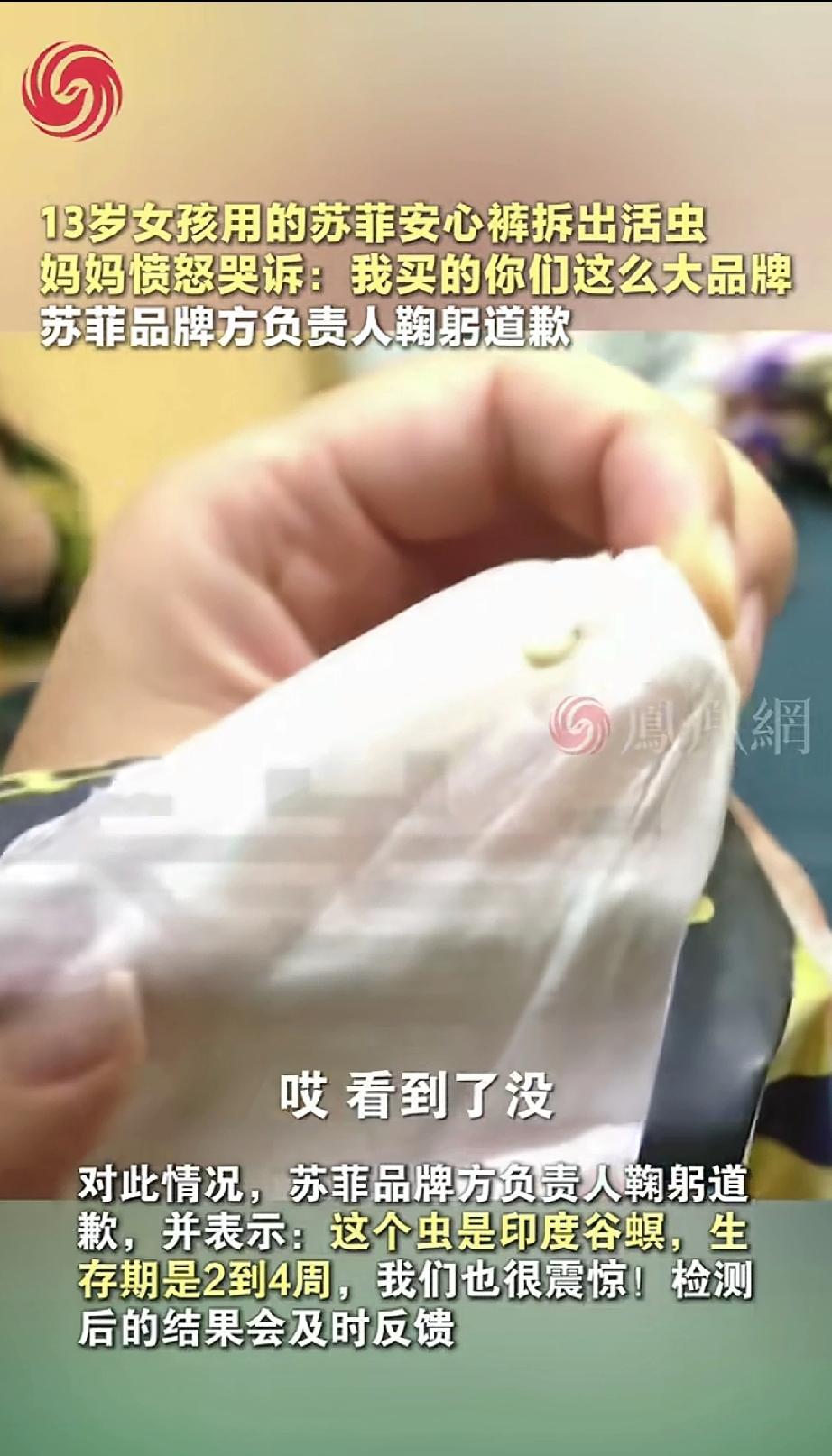 苏菲卫生巾被女记者当场拆出活虫!本来是家属哭诉13岁女儿,无性生活史却感染霉菌