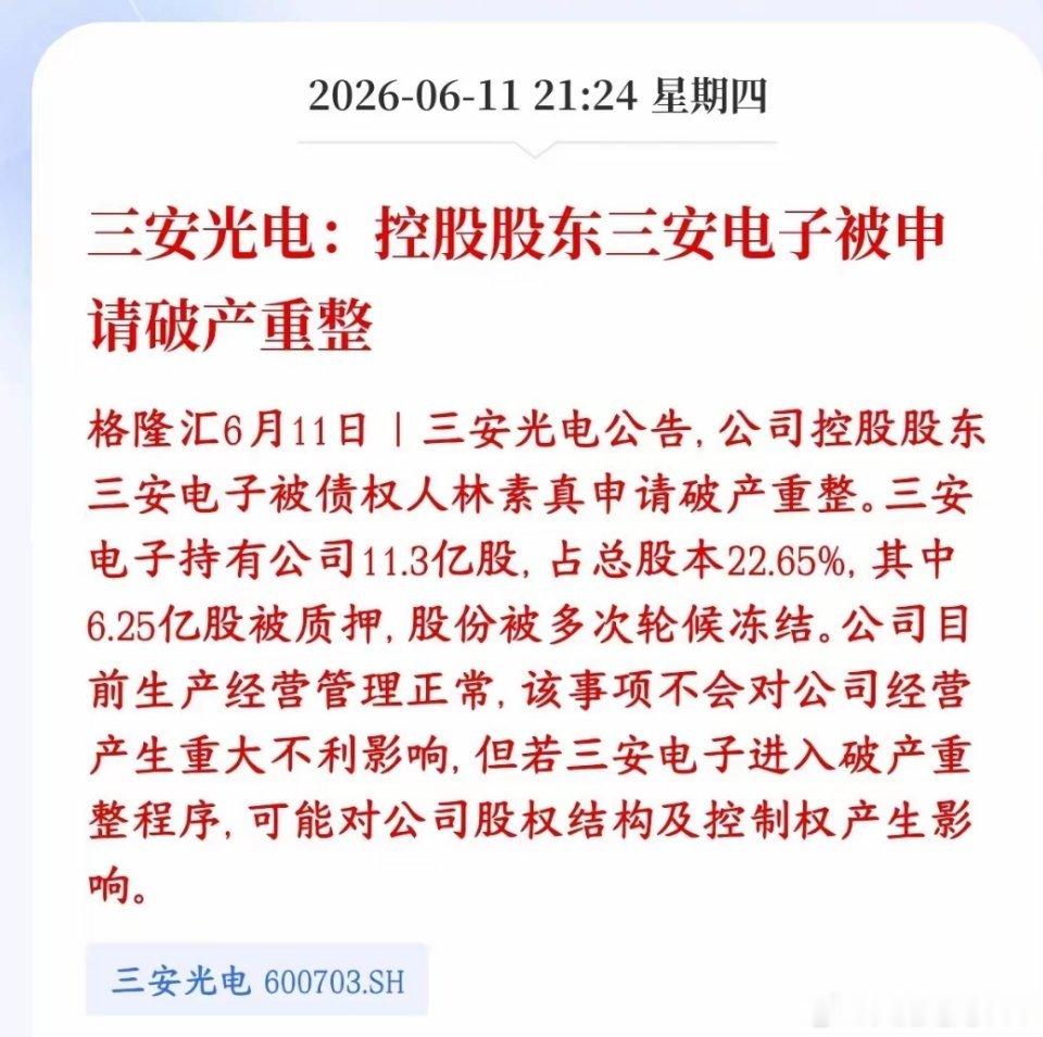 曾经的半导体大牛股，居然到了申请破产的程度一旦大股东真进入破产重整，它手里的股份