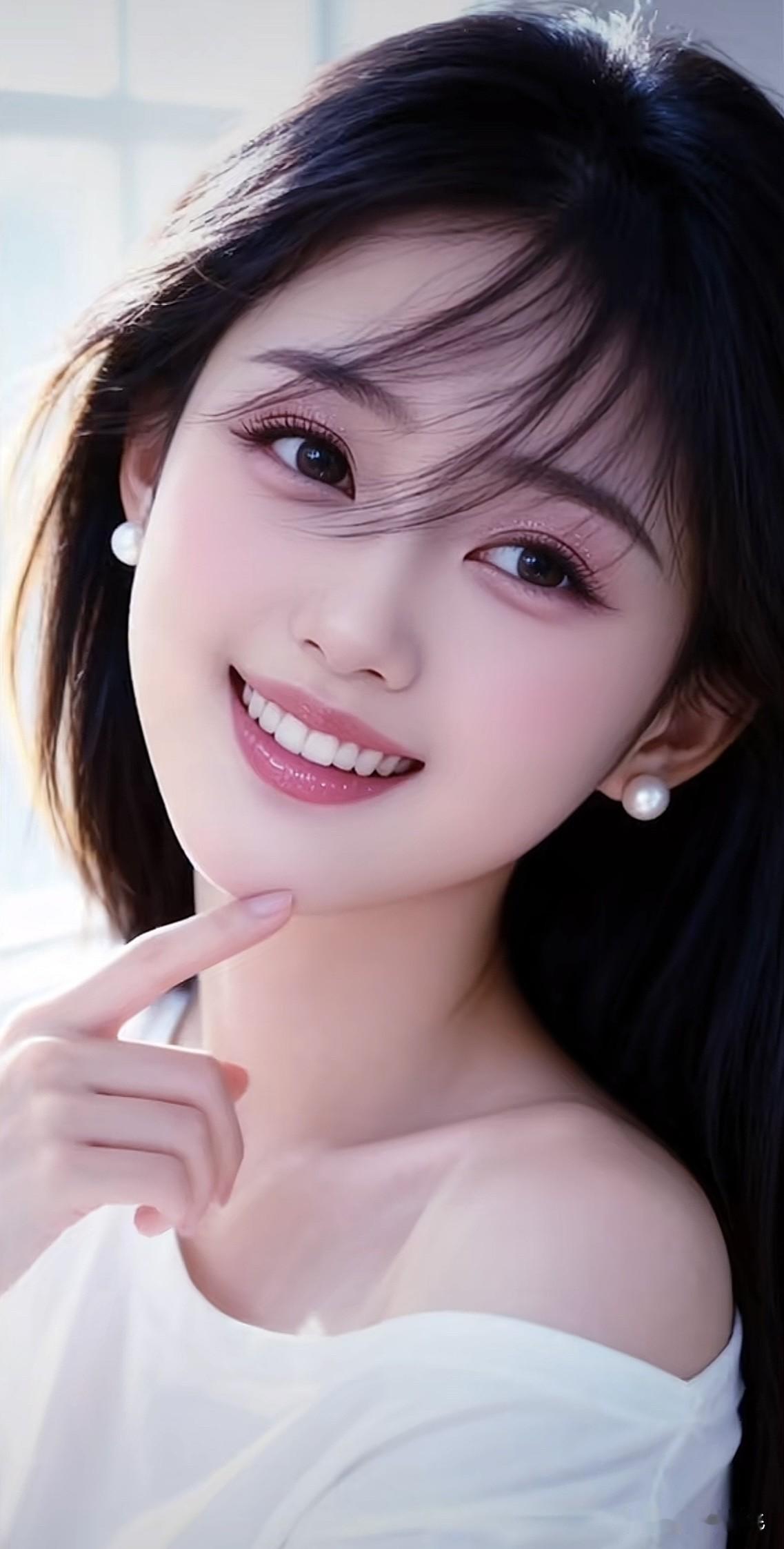 甜美笑容，温柔可人，珍珠耳环点缀，完美女神！珍珠甜美照粉珍珠耳钉甜美的耳环