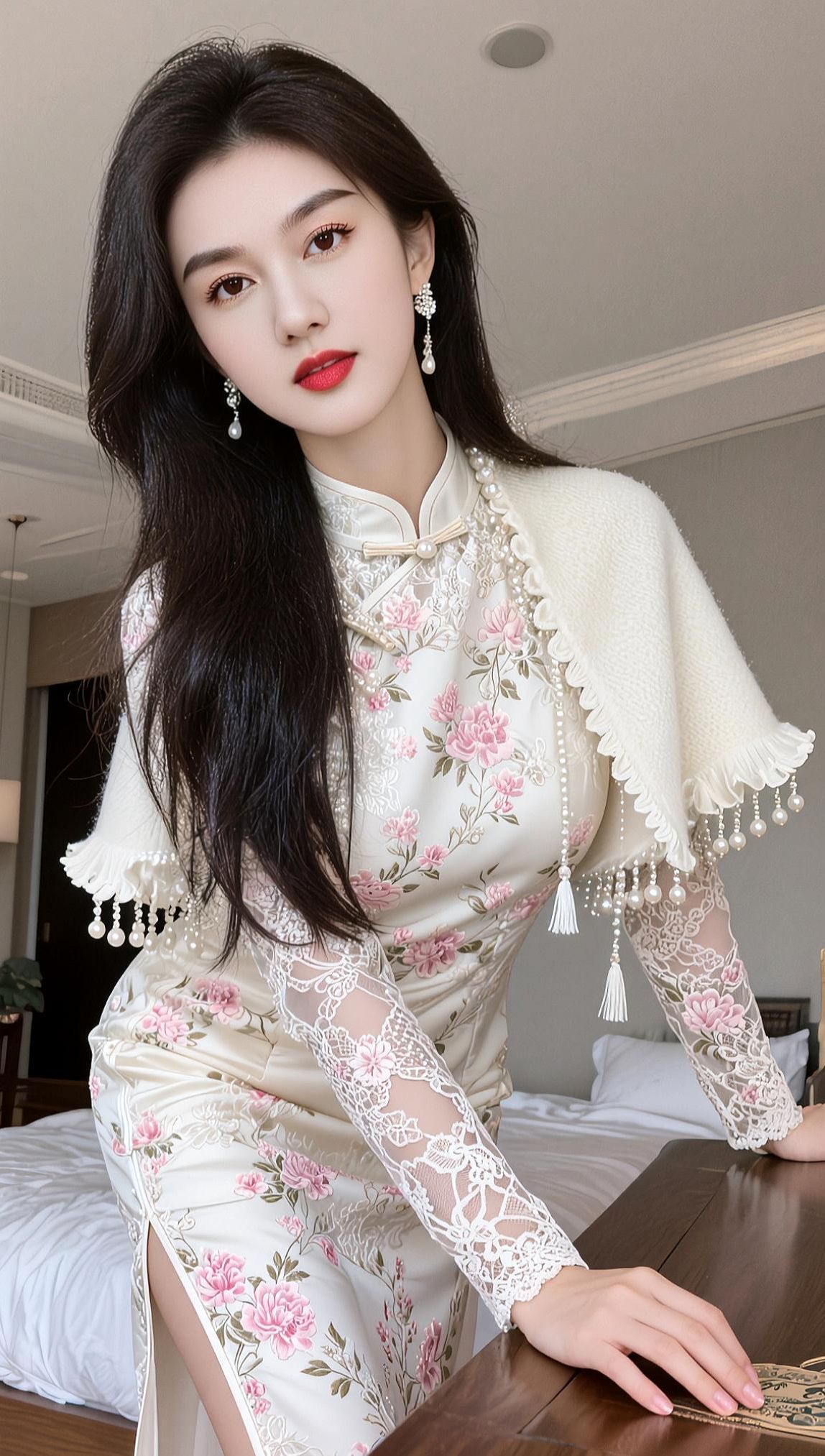 复古旗袍照绝世美女倾国倾城太美了小姐姐<!--{img:0...