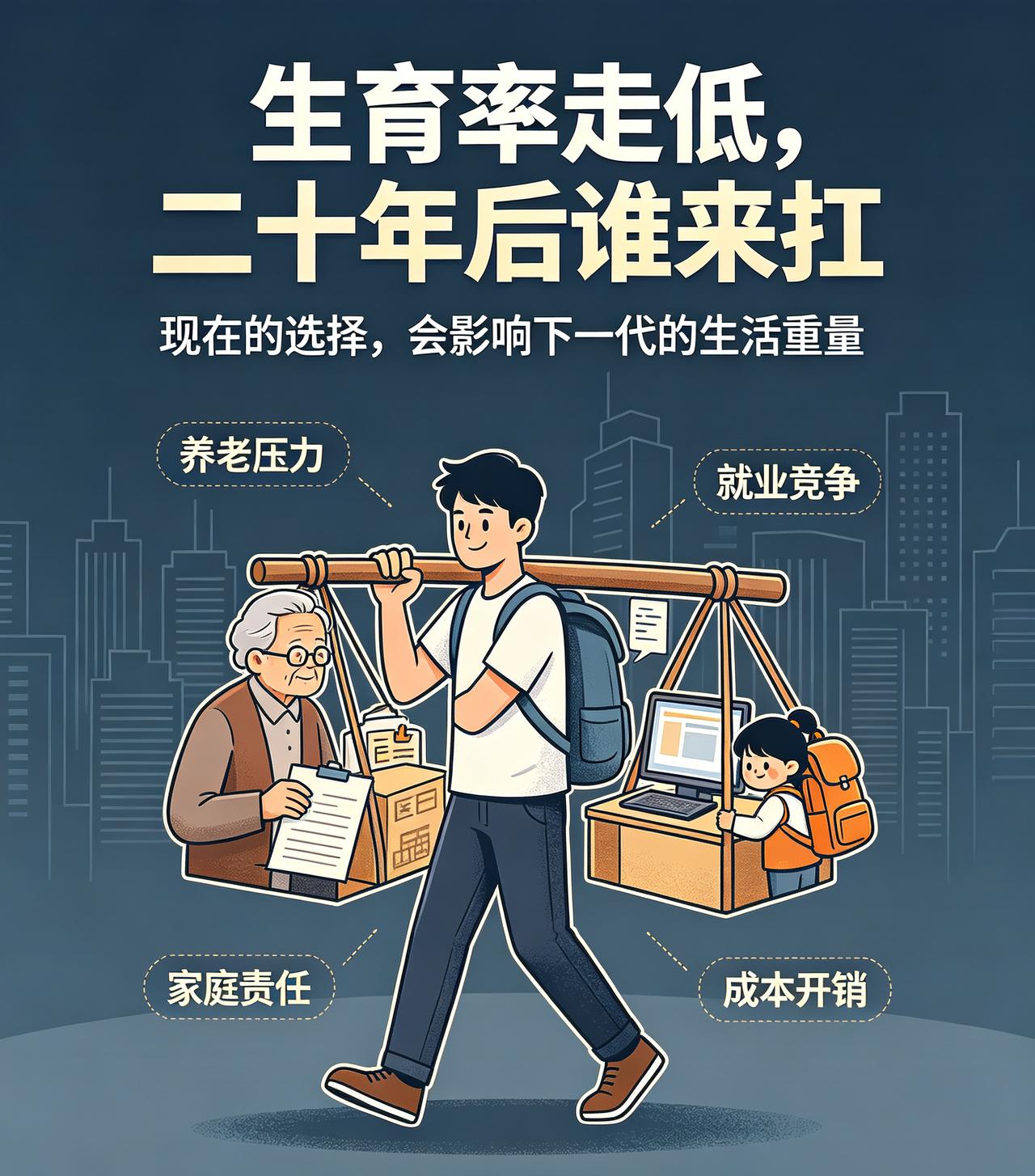 生育率走低不是小事，二十年后，现在生孩子的父母要扛多重压力！！如今大家