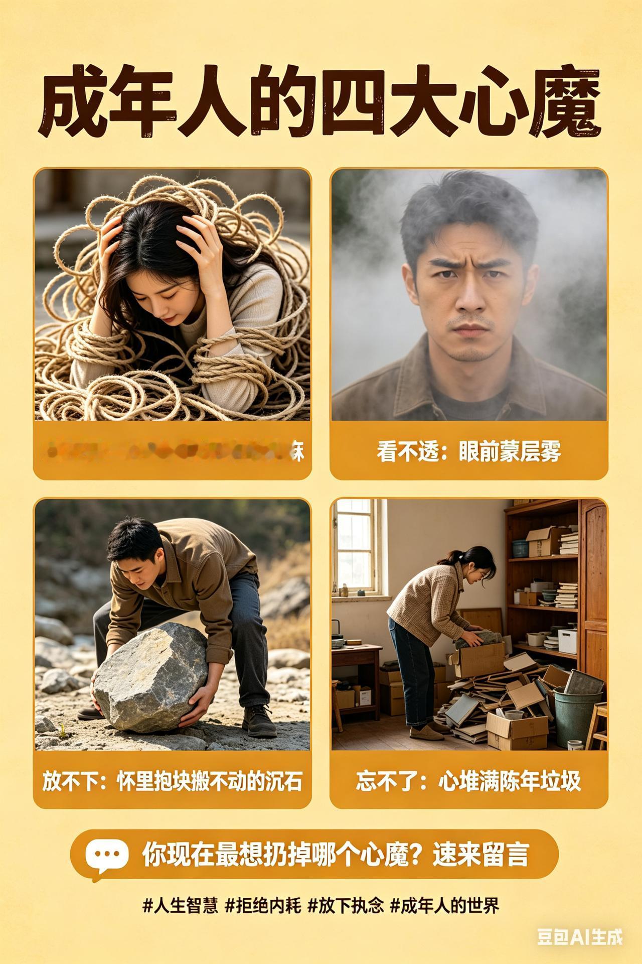 扎心！成年人全被这四样缠上，想不累太难别嘴硬了。成年人浑身累，哪是生活为难