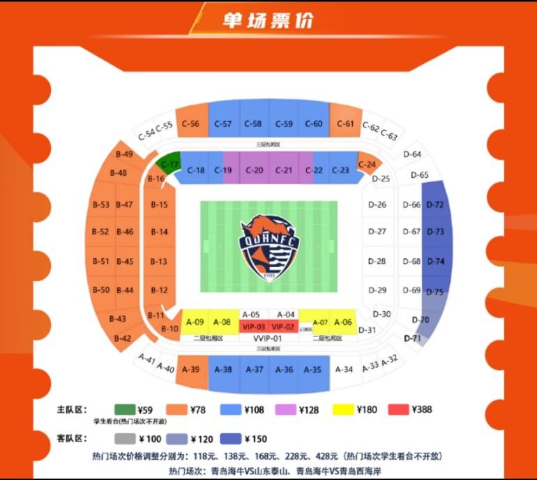 青岛海牛是本赛季中超唯一给客队门票还分三个价位的球队。刚刚青岛海牛发布与武汉
