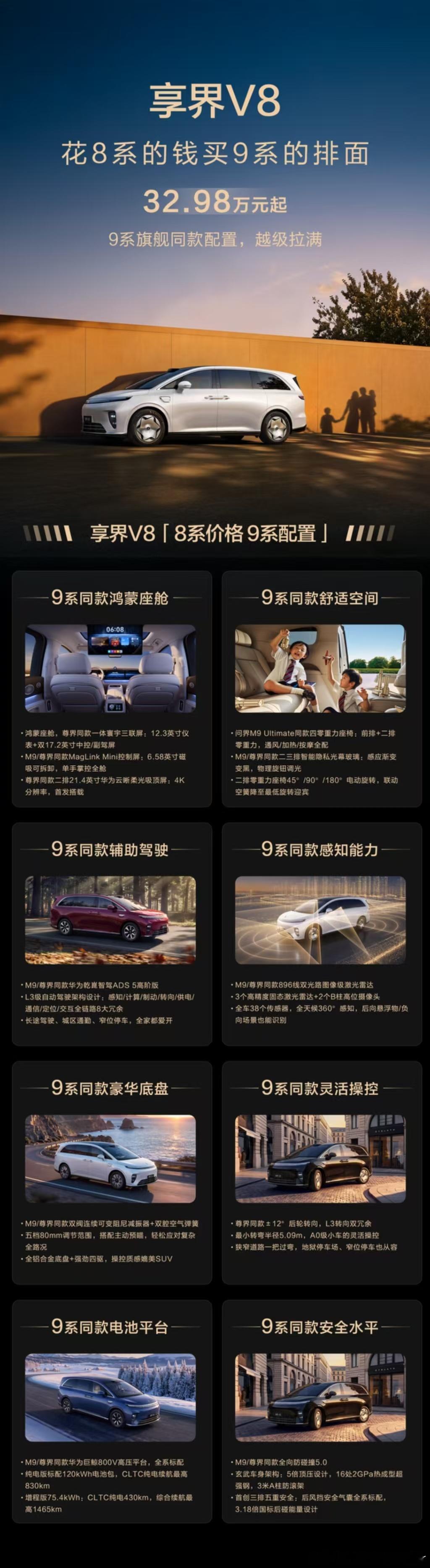 32.98万买一台带后轮转向、双腔空悬、ADS5的5米3大MPV，这价格确实没打算给对手留空间。享界