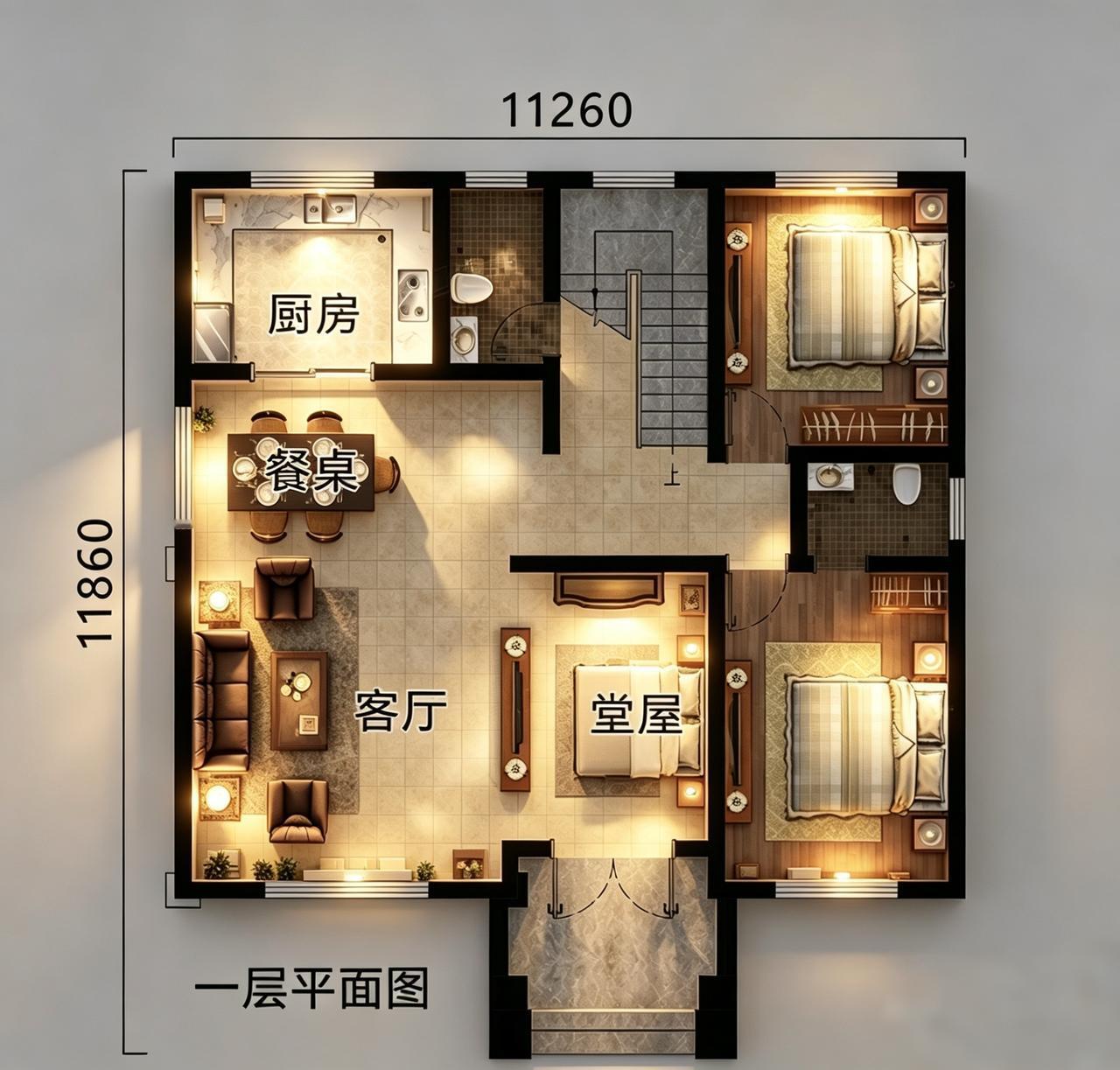 两层别墅，南北通透。别墅别墅设计农村自建房农村自建别墅
