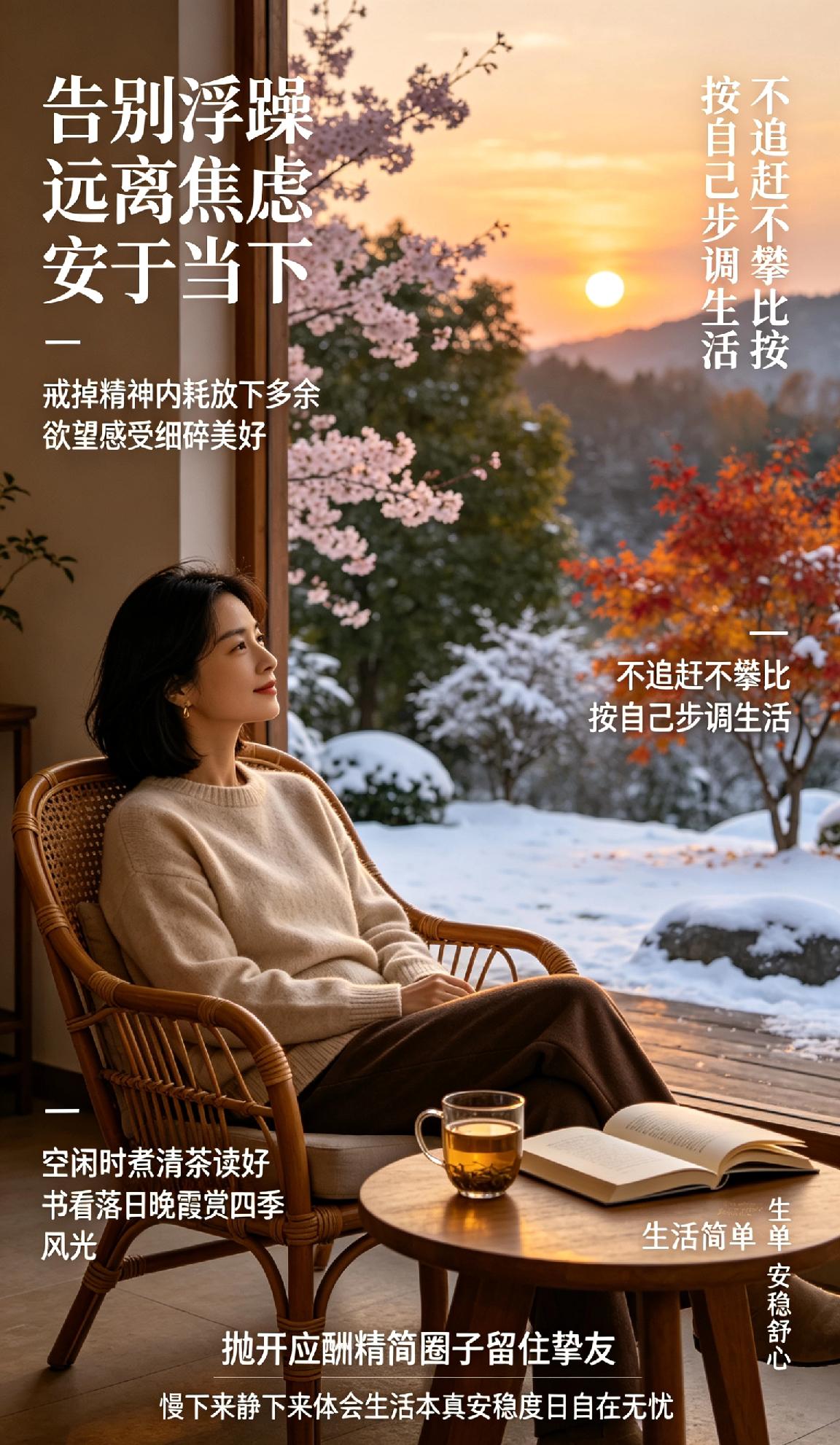 如今越来越偏爱慢节奏的生活，告别浮躁，远离焦虑，安于当下。不再追赶别人的脚步，不