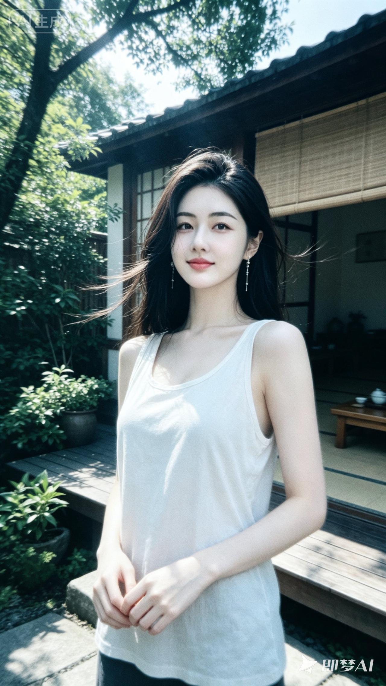 阳光下的清新少女，自然与优雅的完美结合。