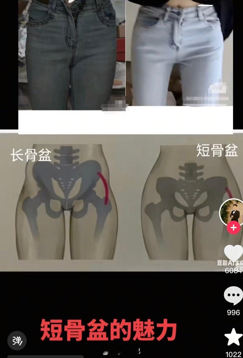 短骨盆的人穿牛仔裤紧身裙特别显身材比例好腿长屁股翘，长骨盆的H腰腿短屁股塌比例不