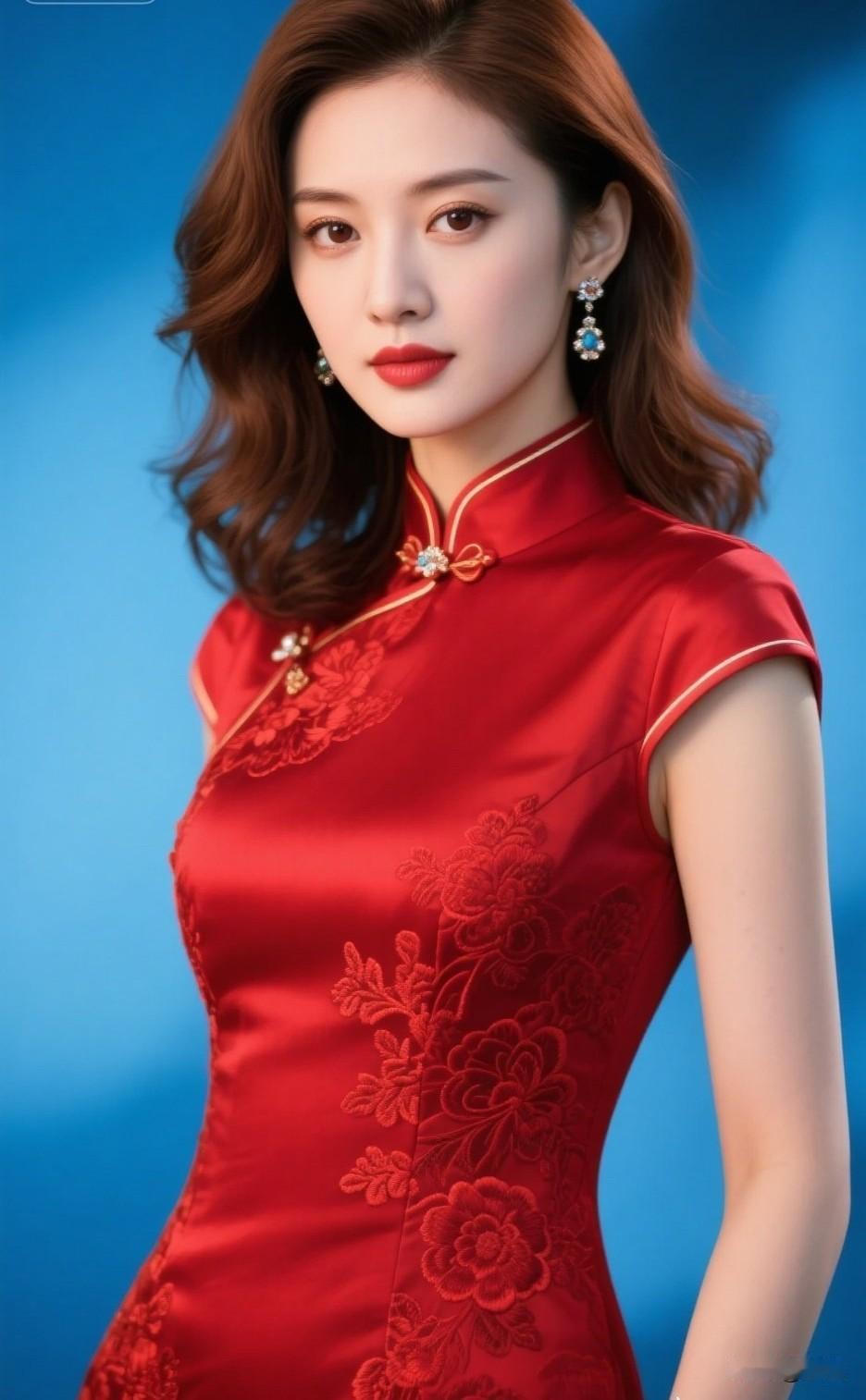 优雅红旗袍，惊艳时光，梦柔女神！