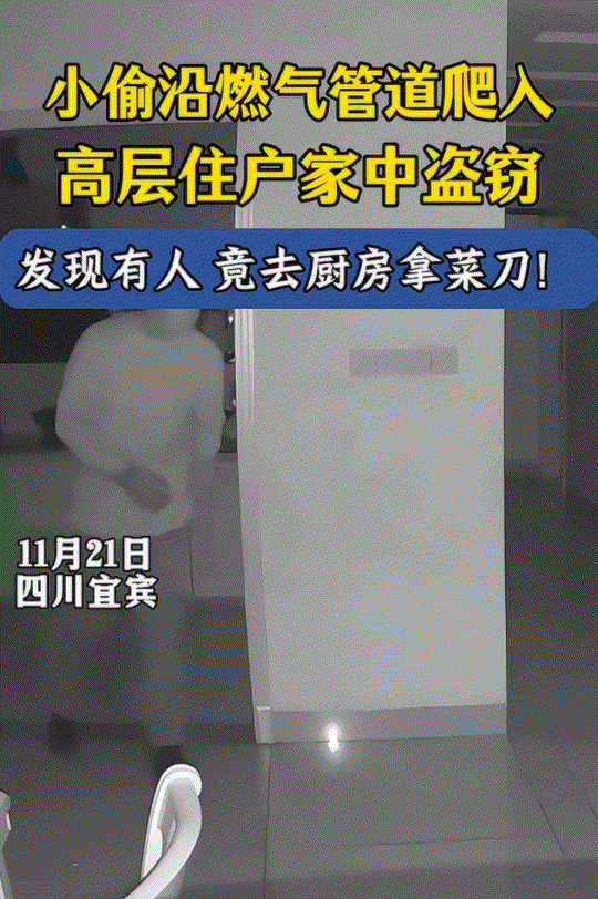 太可怕了！四川宜宾，一房主发视频称，11月19日晚上九点左右，一小偷竟通过燃气管