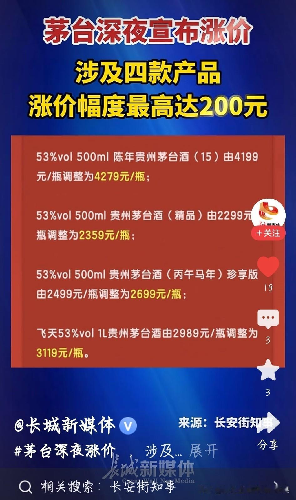 茅台今起涨价！说白了就是不愁卖茅台又涨价了！今天（5月16日）零点起，多款