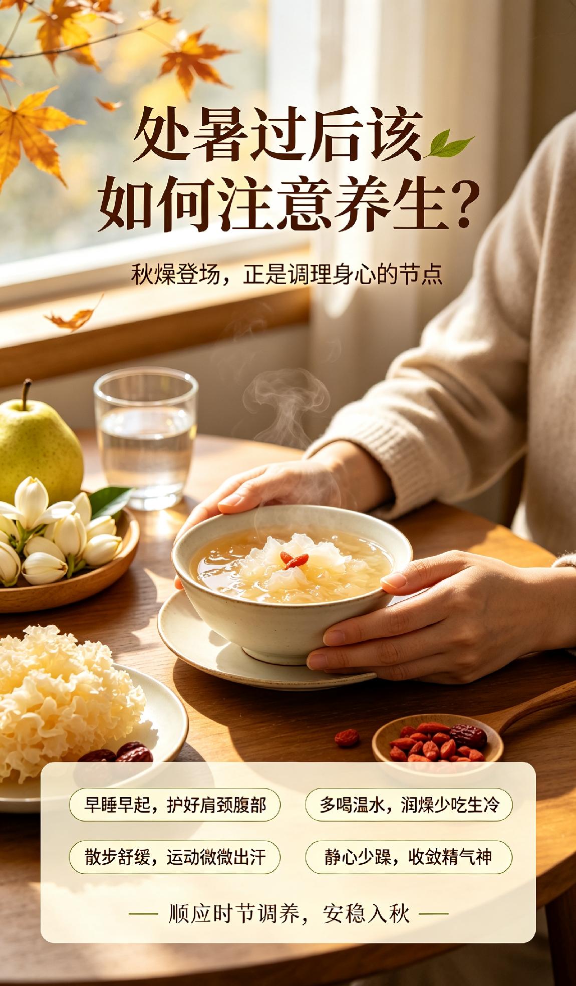 处暑过，暑气消，秋风渐起🍂昼夜温差拉大，秋燥悄然登场，正是调理身心的节点