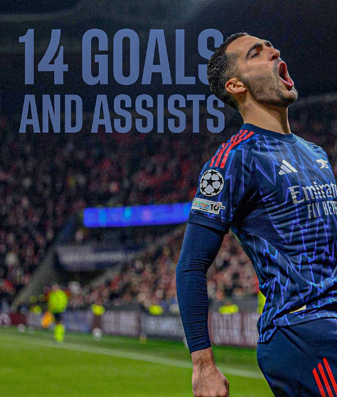 自上赛季对阵莱斯特城的比赛以来，梅里诺首次以临时前锋的身份出场，至今已为阿森纳贡