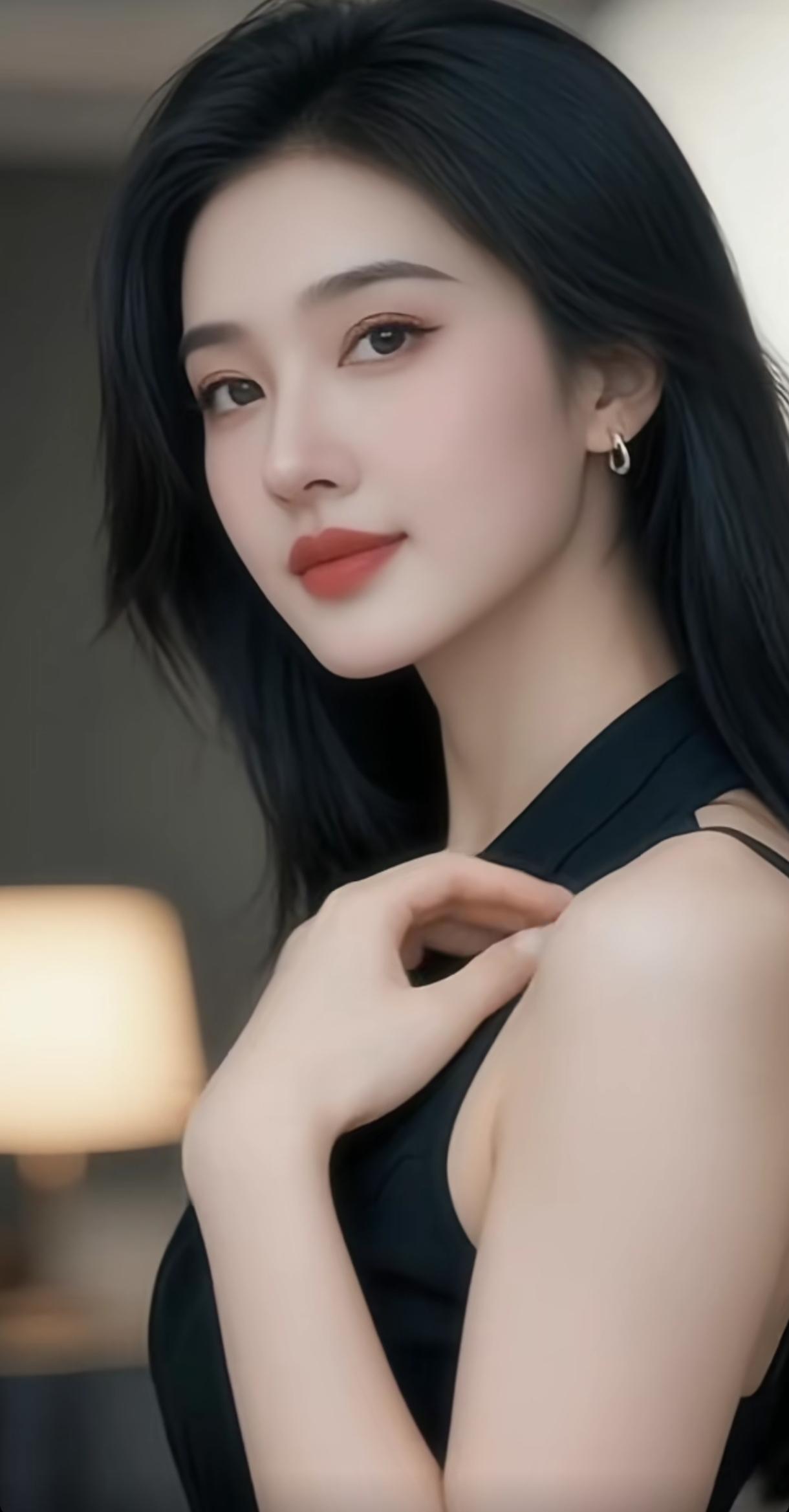 优雅黑裙，红唇轻启，气质满分！💄✨分享今日随手拍的照片黑裙气质女神