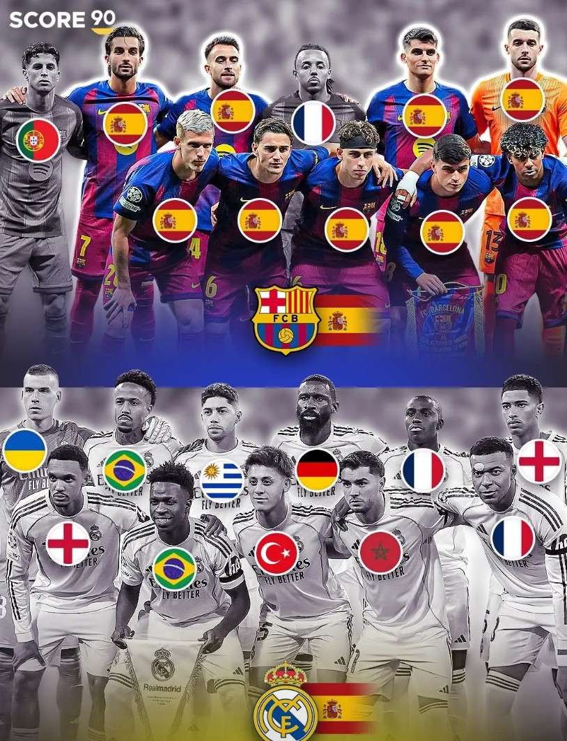 真是讽刺，有分离倾向的加泰罗尼亚地区贡献了最多的西班牙球员，而首都马德里的球队竟