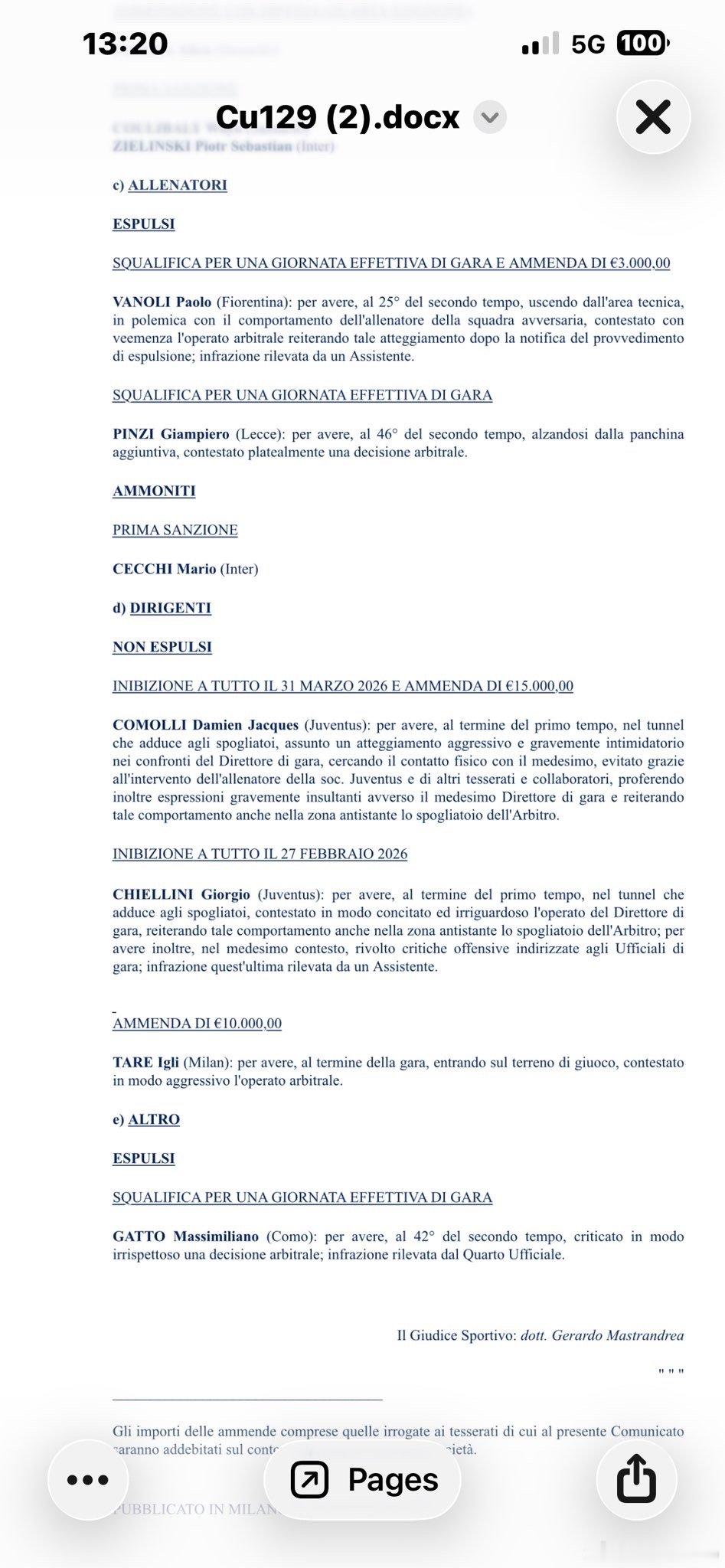 看完电影出来看官宣：意大利体育仲裁法庭对科莫利和基耶利尼采取了严厉的处罚，科莫利