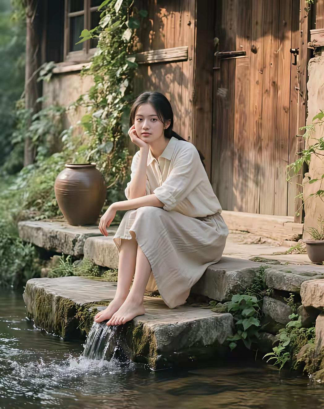 静坐古桥边，悠然见南山。