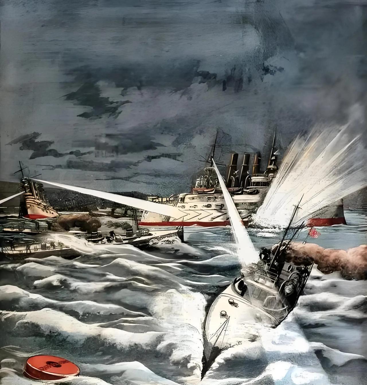 1904年2月9日0时，日5艘在英订制的雷式鱼雷艇以及另外6艘水雷艇，突然出现在