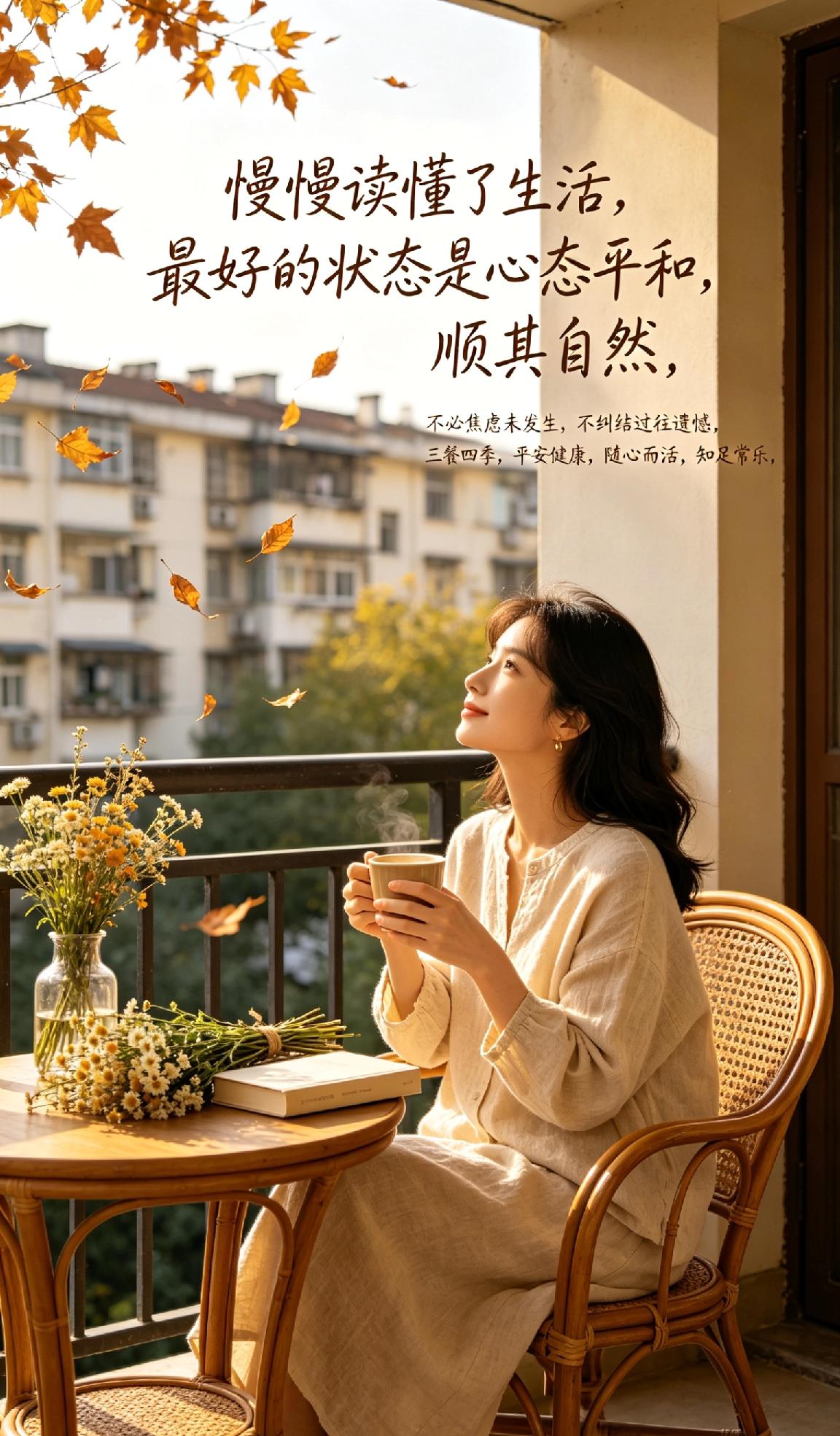 慢慢读懂了生活，最好的状态从来不是事事圆满，而是心态平和，顺其自然。不必为未发