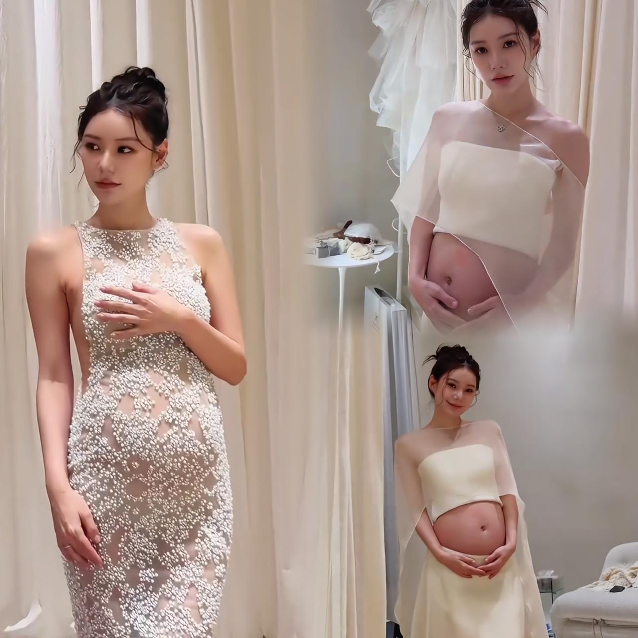 哇塞！筱梅的孕期礼服写真简直美出新高度啦，又美又仙，直接戳中我的心巴！整个孕期