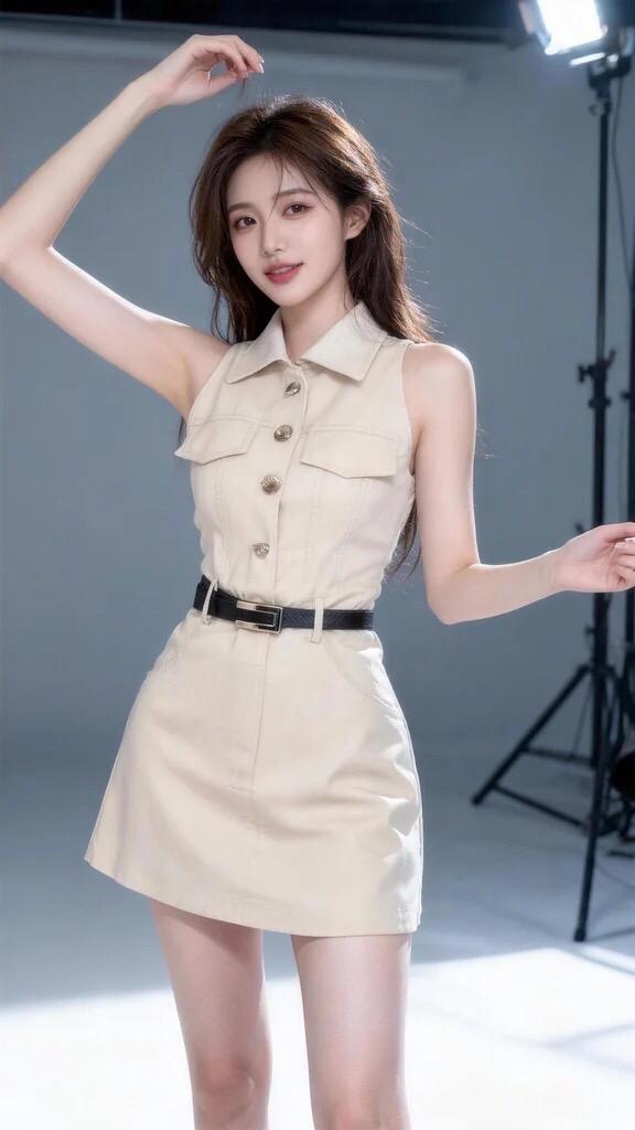 夏天你穿裙子吗白色吊带裙造型甜辣同款高腰工装短裙工装风短裙