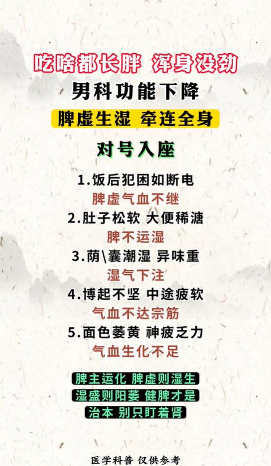 浑身乏力大便稀、功能下降，调理男科重在健脾祛湿