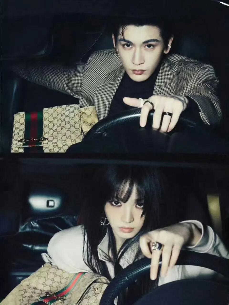 所谓时尚，就是一定要反派？田曦薇和张凌赫的GUCCI大片，前者这妆容不是一般