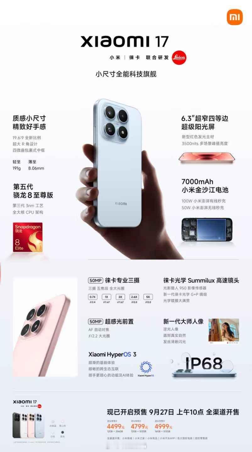 小米17系列一览图。​​​