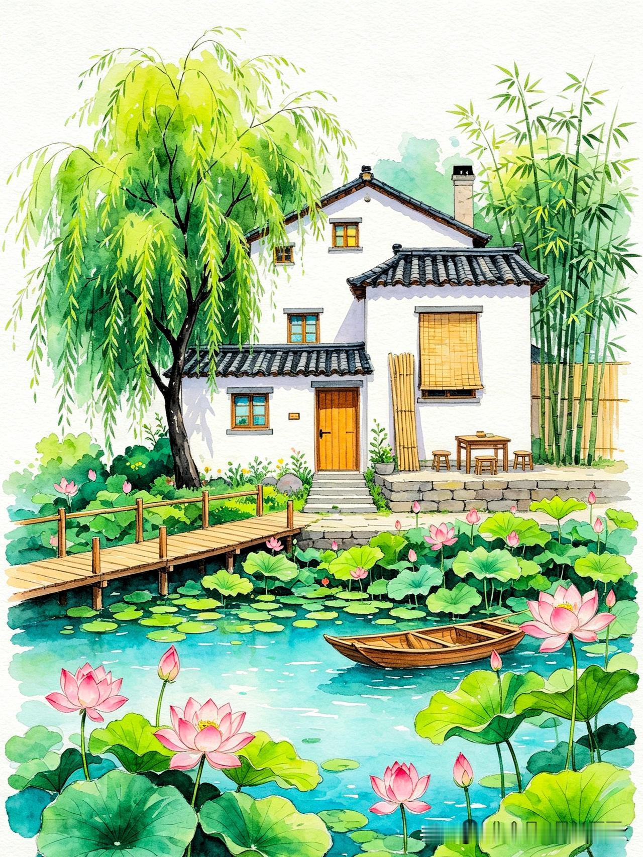 《江畔独步寻花·其三》——唐·杜甫江深竹静两三家，多事红花映白花。报答春