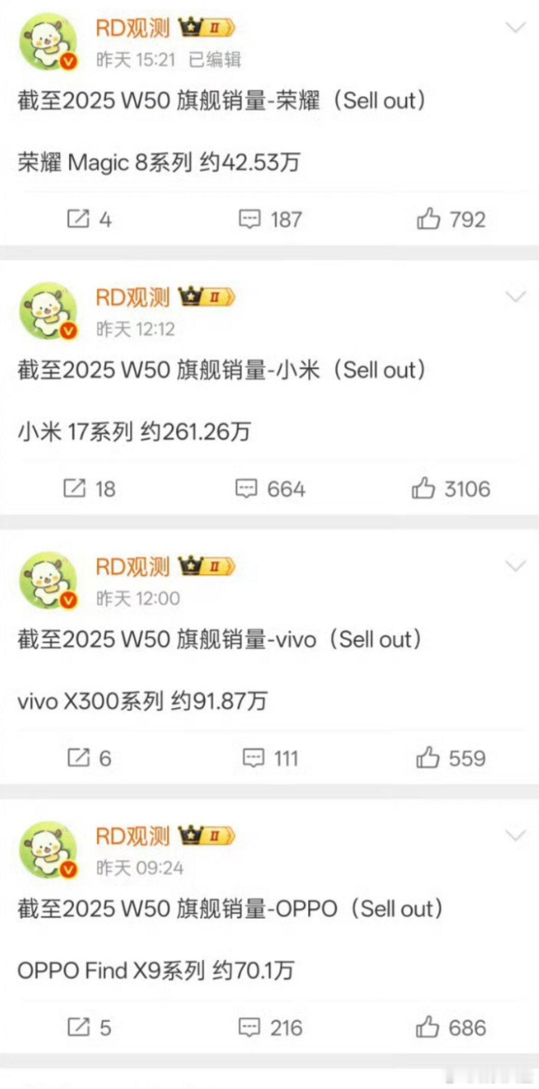 小米17系列还是挺猛的，新旗舰机销量，其他三家加一块都没干过小米17系列…