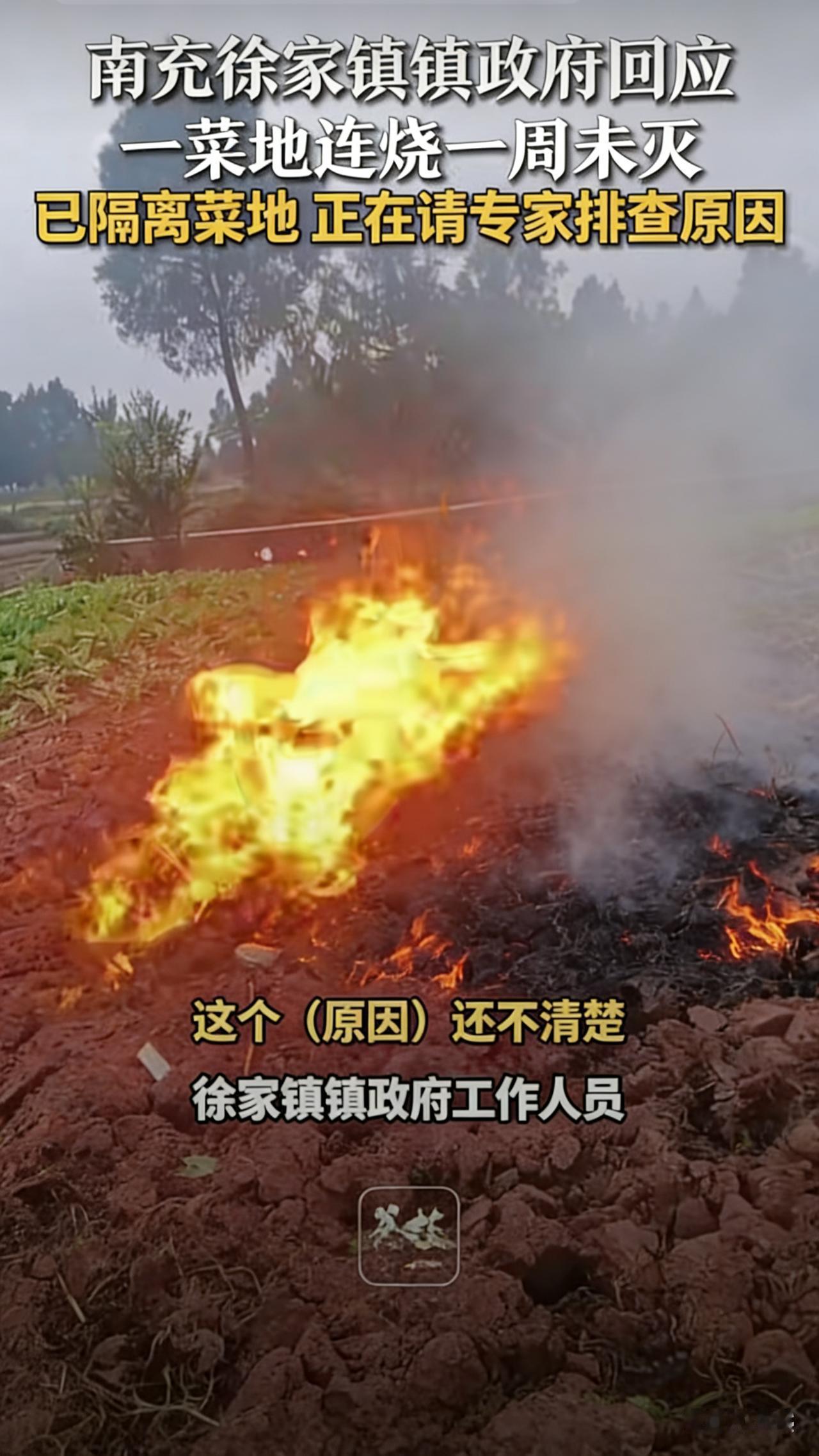 四川南充惊现“地火”：菜地变火山，雨水都浇不灭！在四川南充的蓬安县徐家镇，有