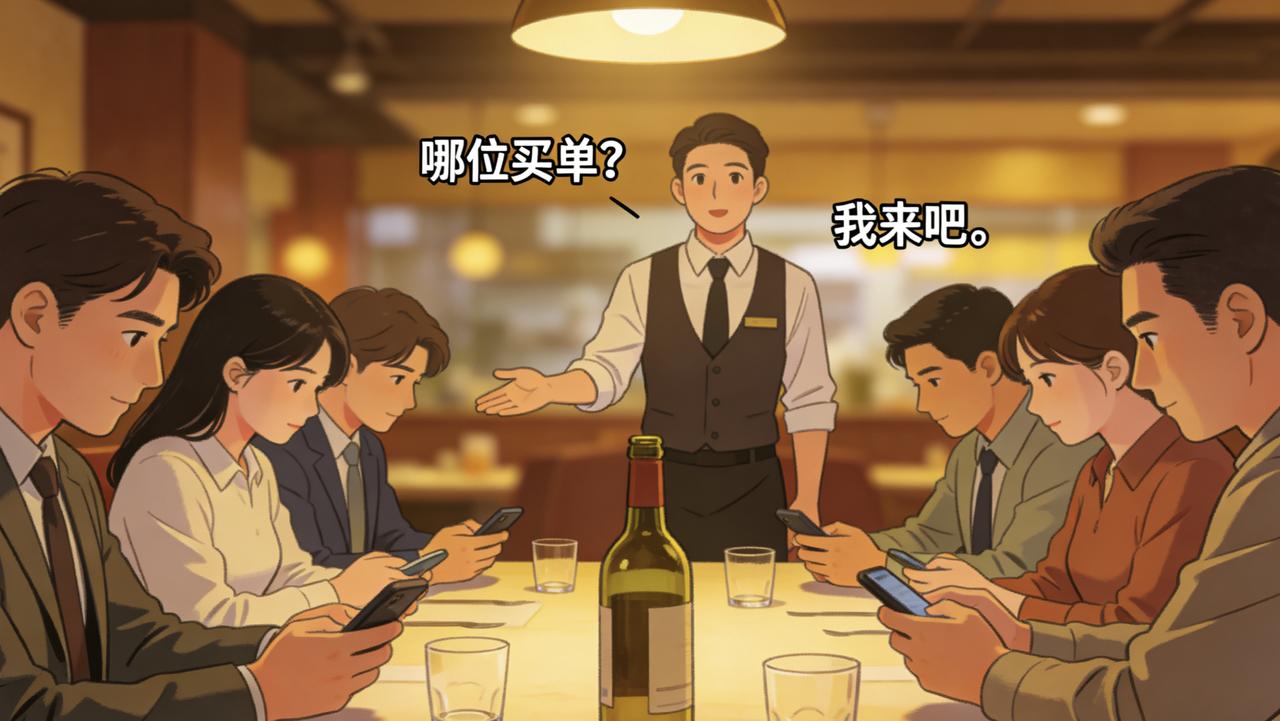 部门聚餐，领导让大家点菜。菜单传了一圈，没人点。小刘说：“领导您点，我们跟着吃
