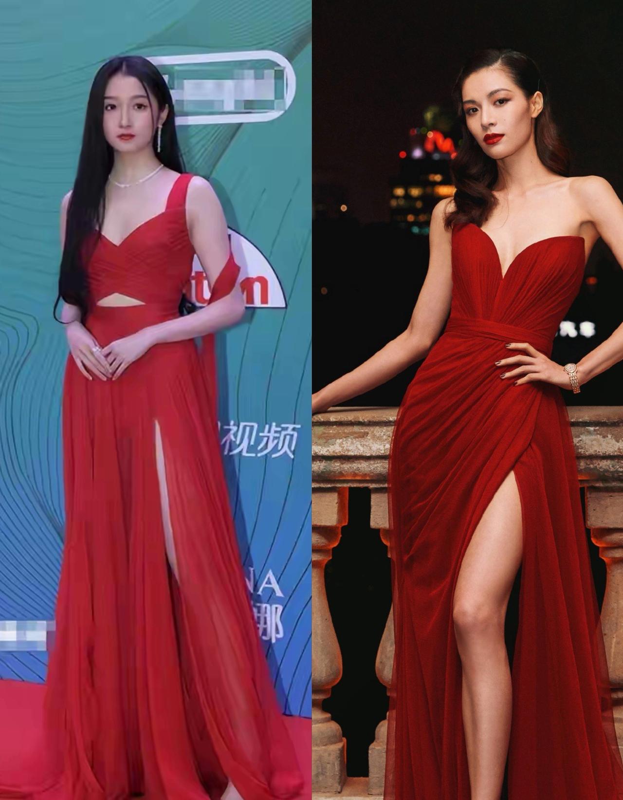 关晓彤就吃亏在没有腰，所以不管穿什么礼服，都很少呈现出特别婀娜，特别女人味儿的姿