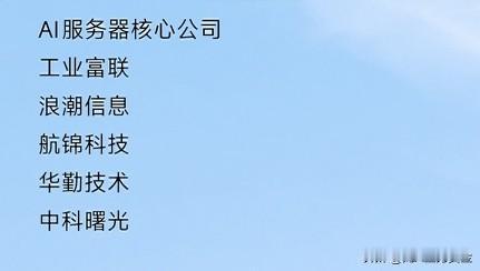 AI服务器核心公司工业富联浪潮信息航锦科技华勤技术中科曙光