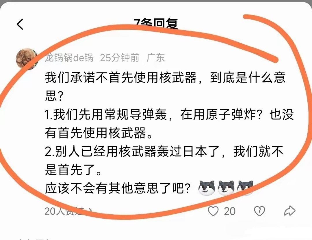 网友解释的“不首先使用核武器”，原来还能这样解读？！