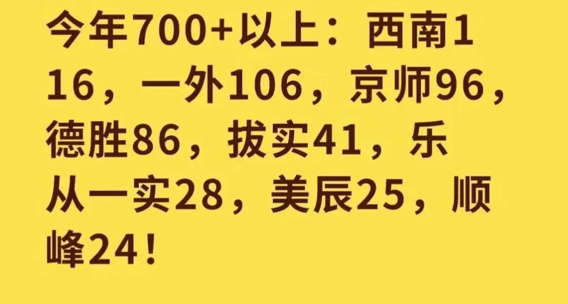 今年佛山中考至少有一千多个700分以上的学生吧，根据不完全统计，单纯顺德就有50