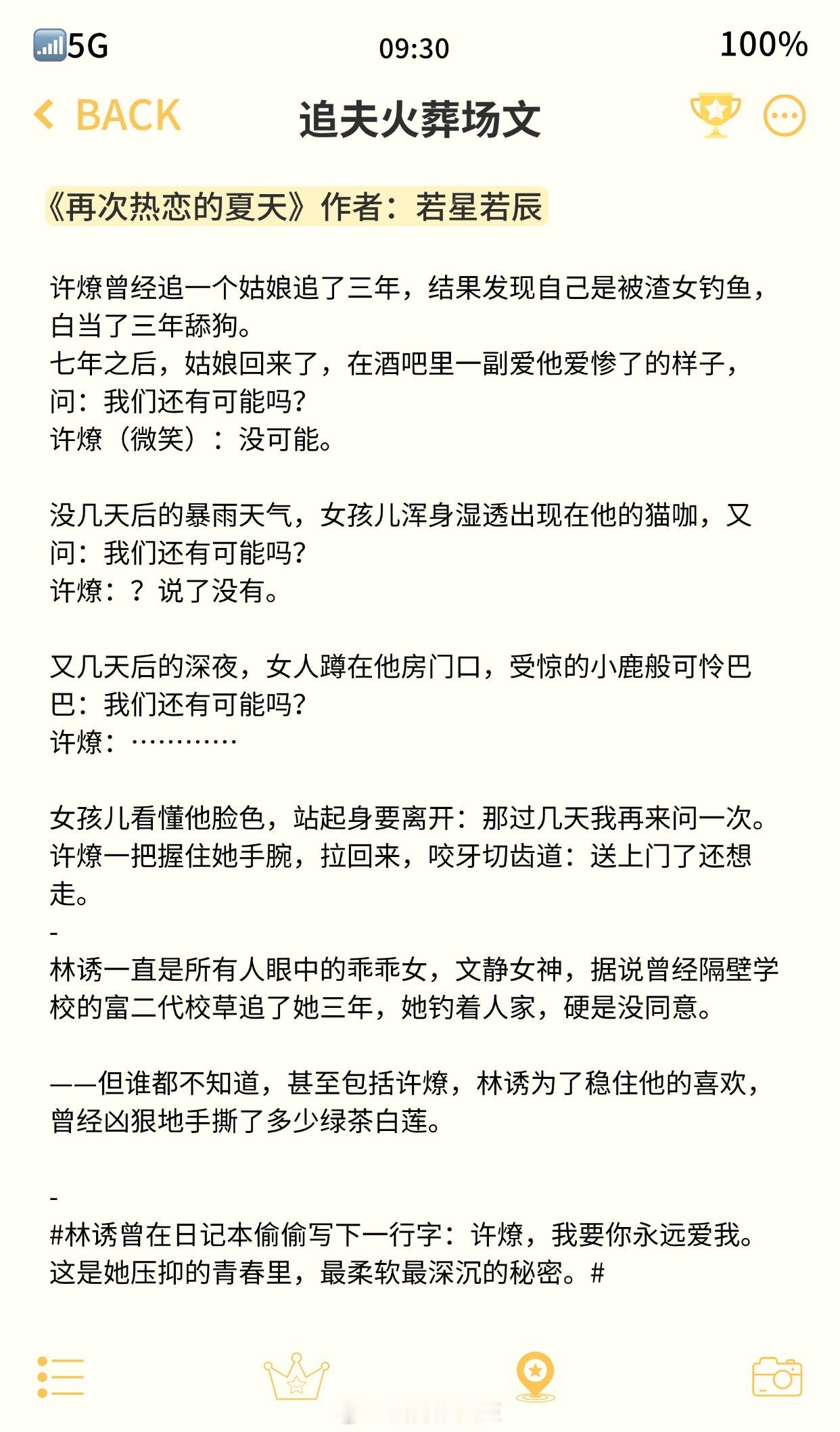 【追夫火葬场文】“有没有一种可能，她也会喜欢他。”《再次热恋的夏天》作者：若星若