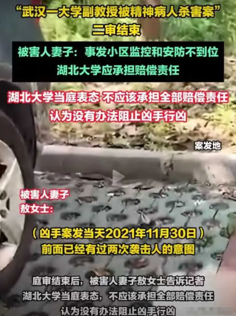 中南财经政法大学副教授，准备出门接种疫苗，却在楼下准备上车时，被患有精神病的人用