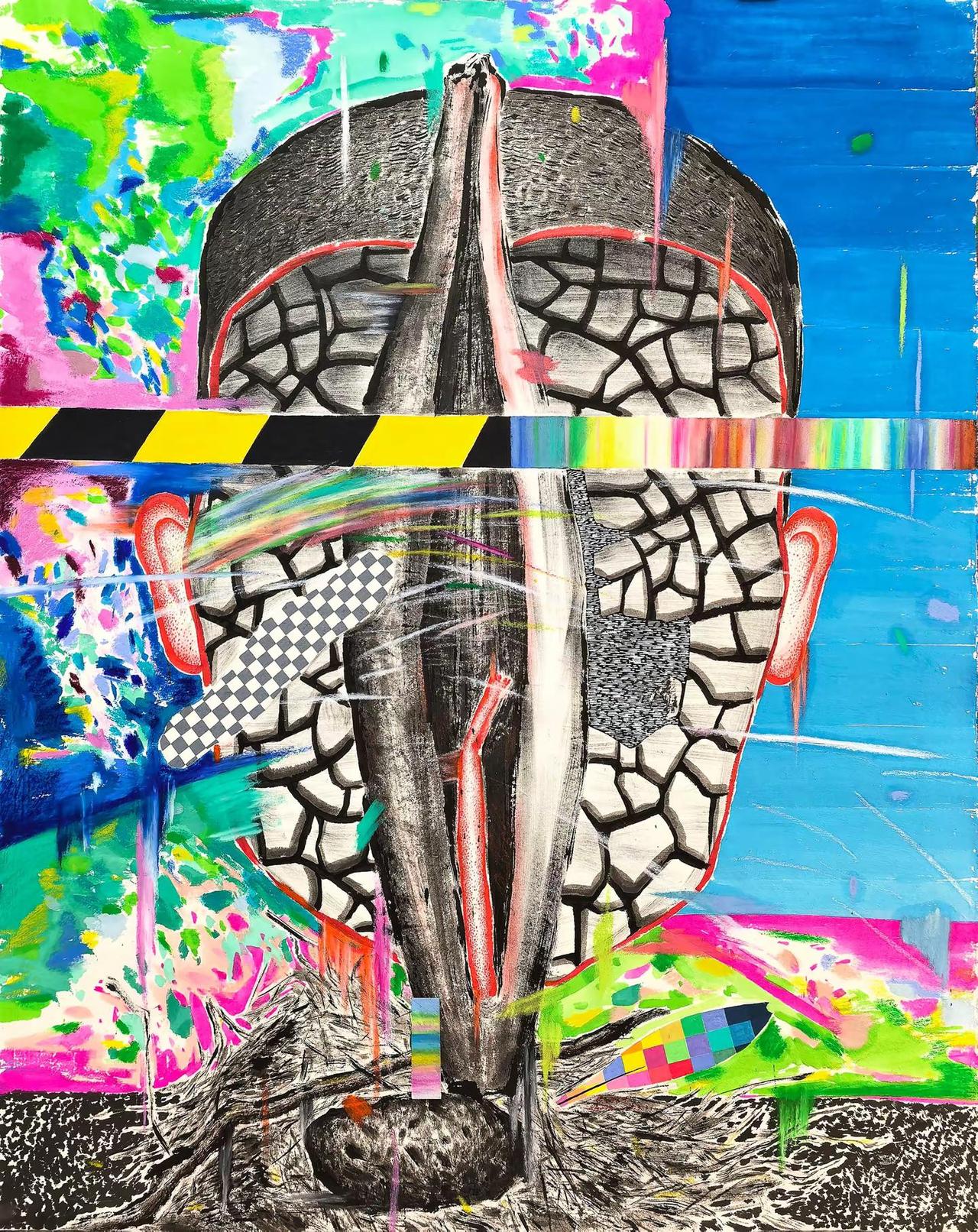 卢守辉作品《照见自我》三。照见自我3，纸本综合材料，120×97cm，2026年