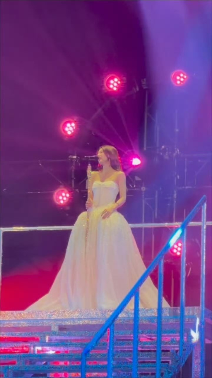 赵露思演唱会第一套衣服是婚纱，看得出她是公主～