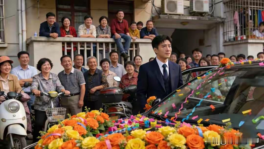 今天下午，咱们小区12号楼前面的空地上，婚车队伍排得老长老长的，一眼望不到头，本