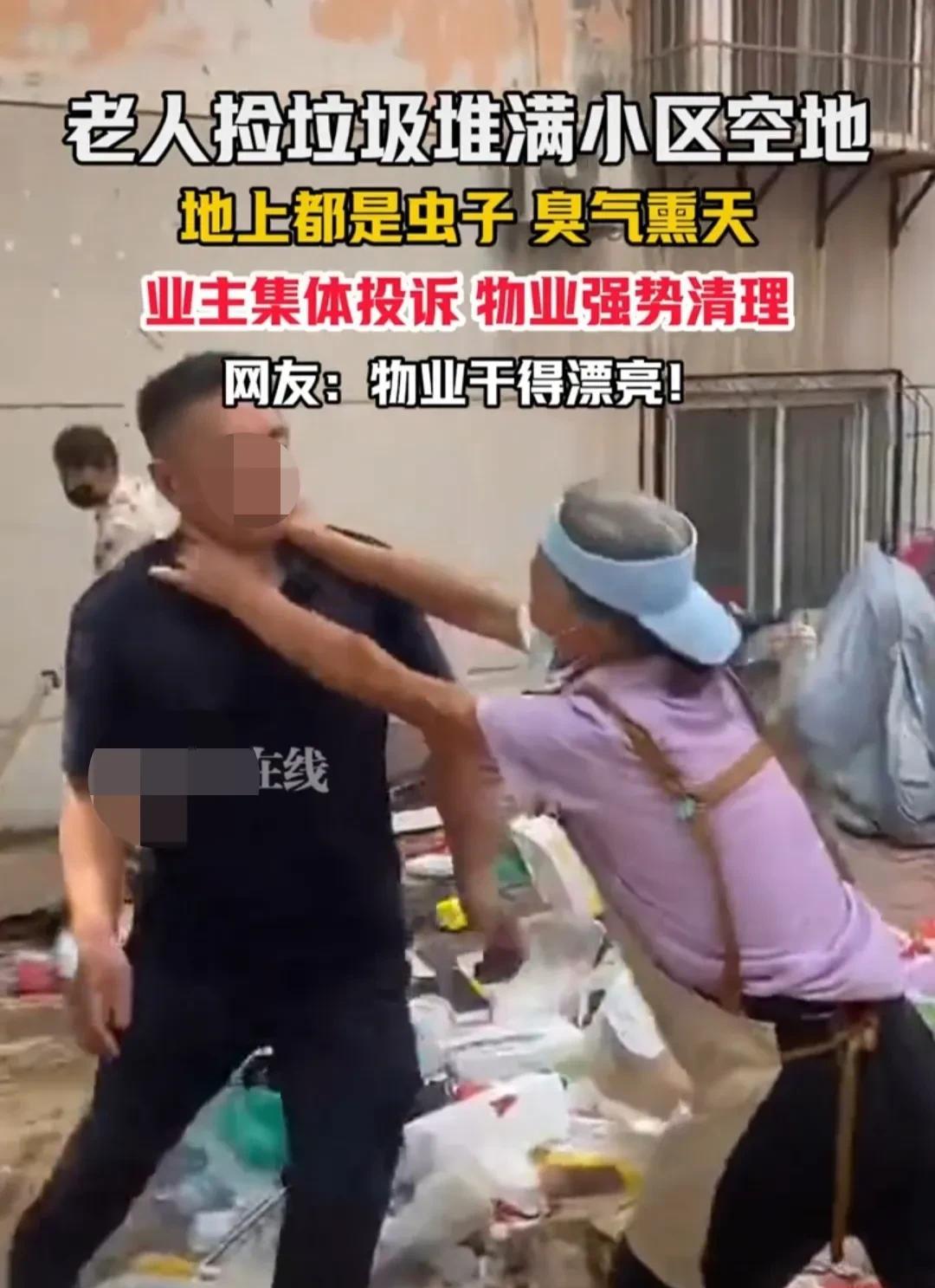 白发苍苍的老奶奶捡垃圾，堆满小区的空地，地上都是虫子，臭气熏天，遭业主们集体投诉